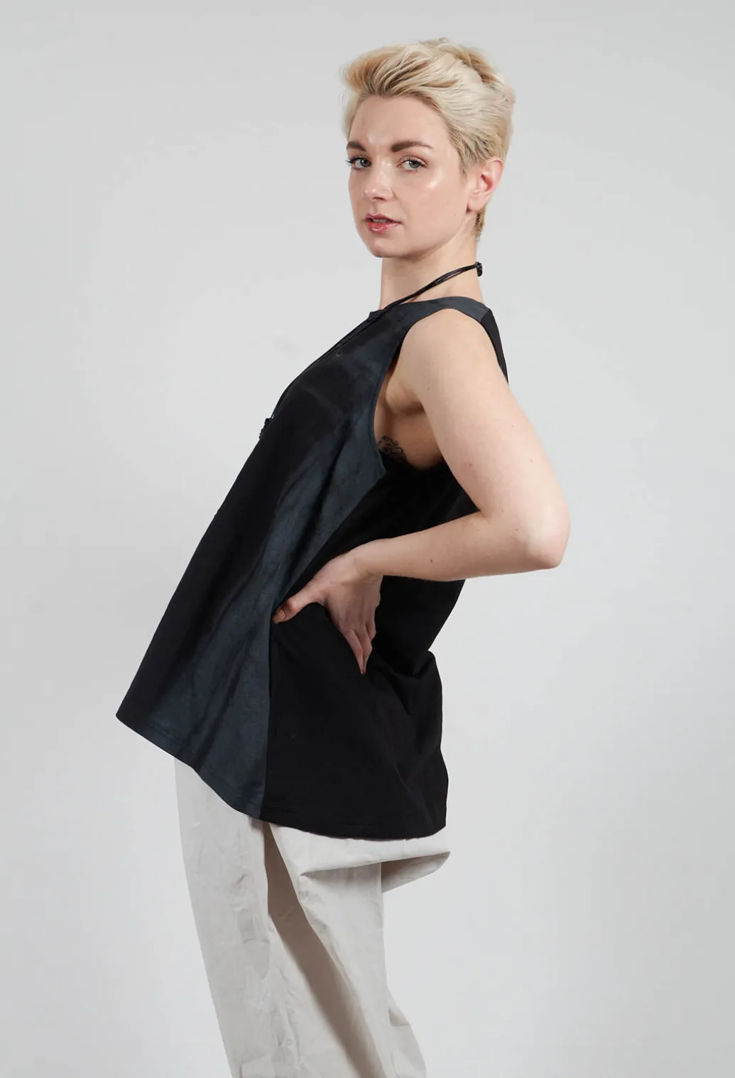 A-Line Top in Black Print