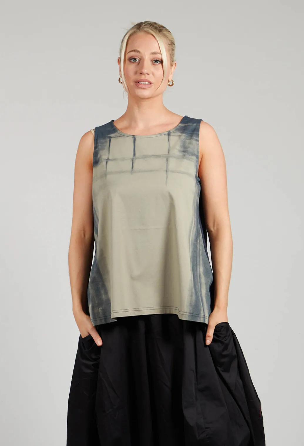 A-Line Top in Navy Print
