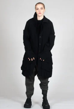 Asymmetric Crinkle Top in Black