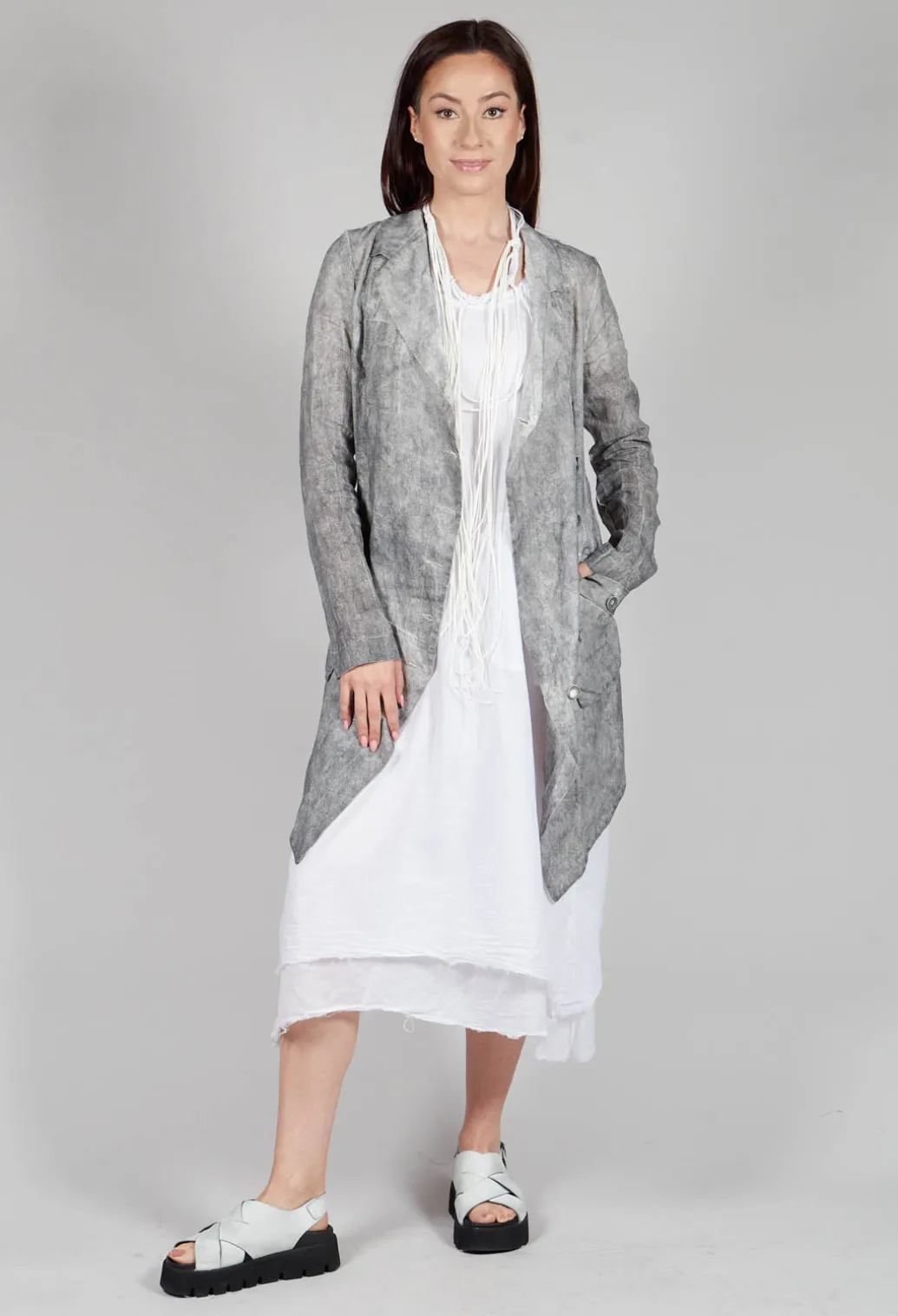 Asymmetric Penguin Coat in Dark Marble