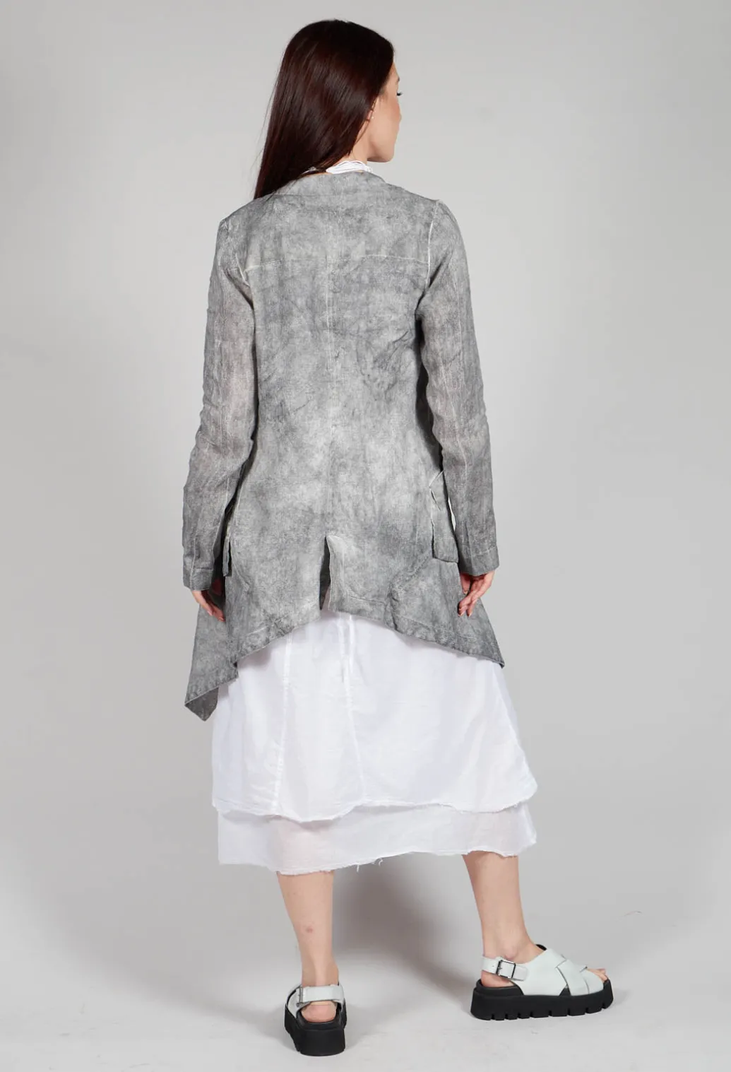 Asymmetric Penguin Coat in Dark Marble
