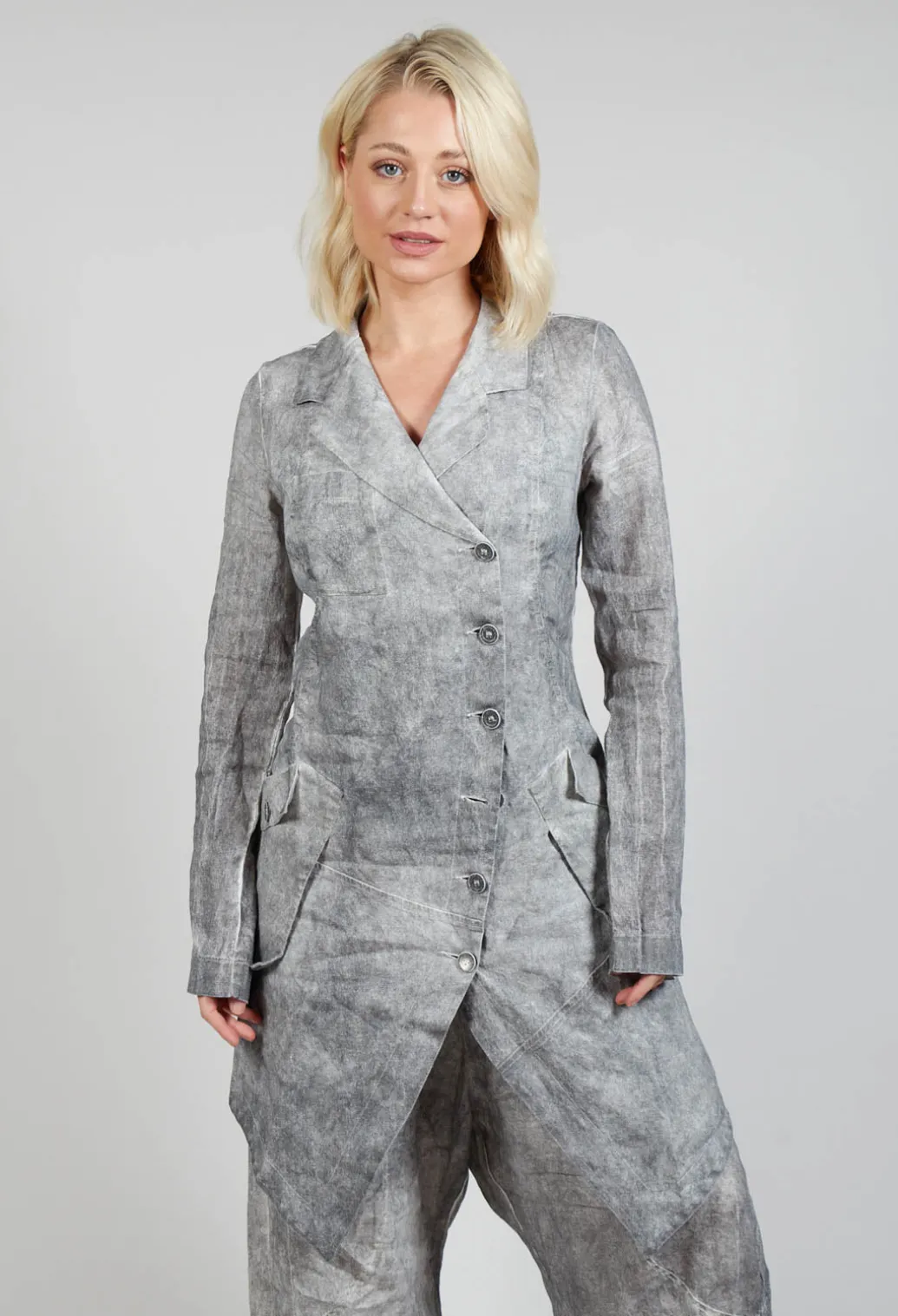 Asymmetric Penguin Coat in Dark Marble