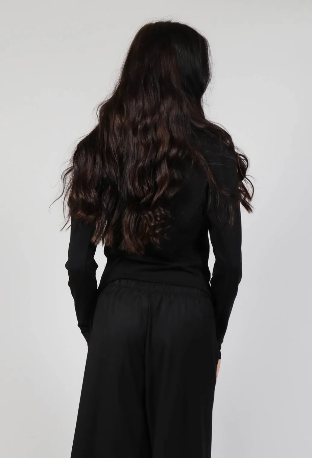 Asymmetric Strech Fleece in Black