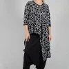Asymmetrical Jersey Tunic Top in White with Black Pois