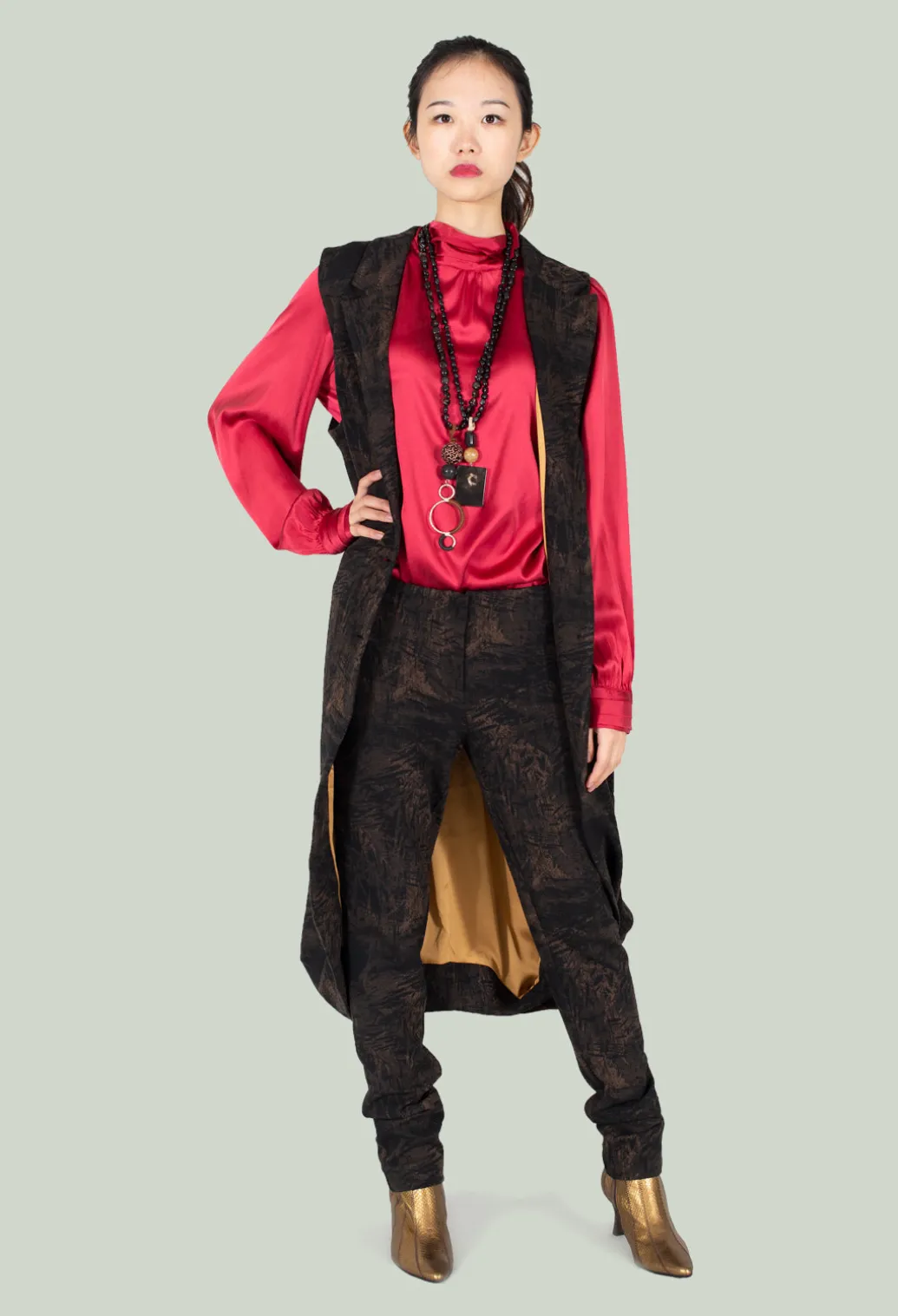 Avio Trousers in Black/Beige