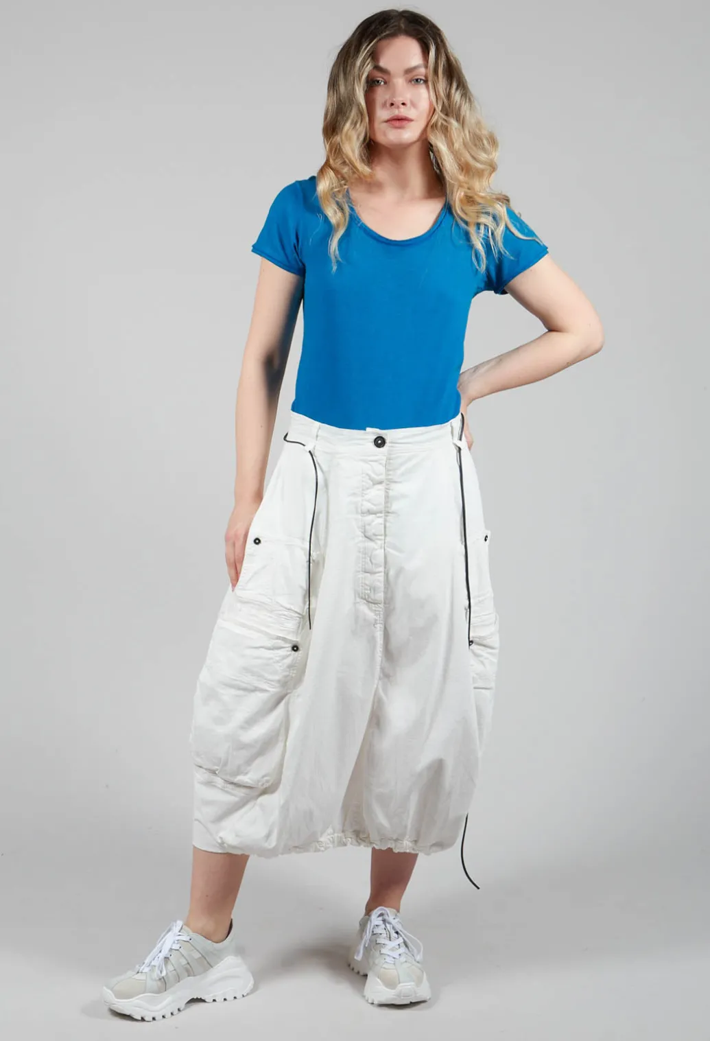Balloon Style Skirt with Drawstring in Star White