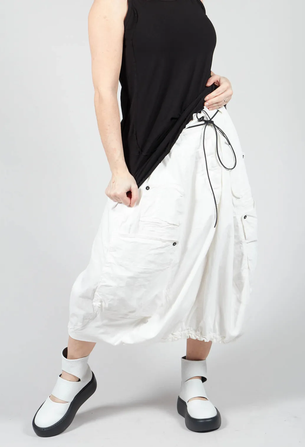 Balloon Style Skirt with Drawstring in Star White