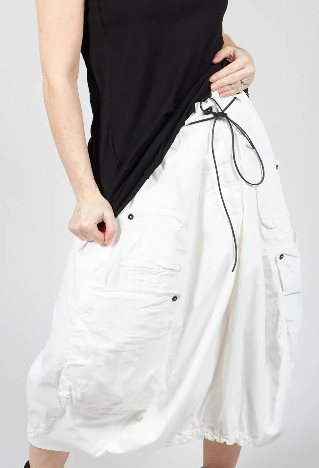 Balloon Style Skirt with Drawstring in Star White