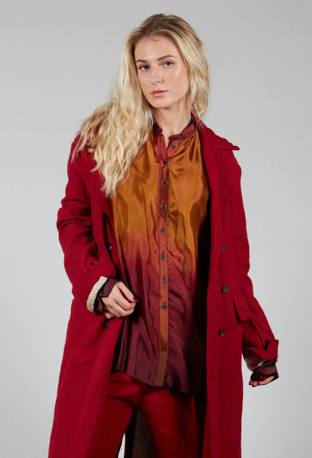 Belted Trench Coat in Blood