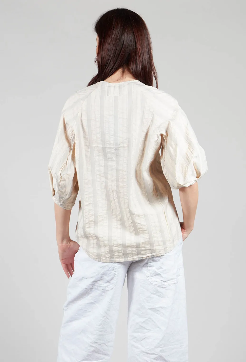 Bohemian Blouse in Grey Stripe