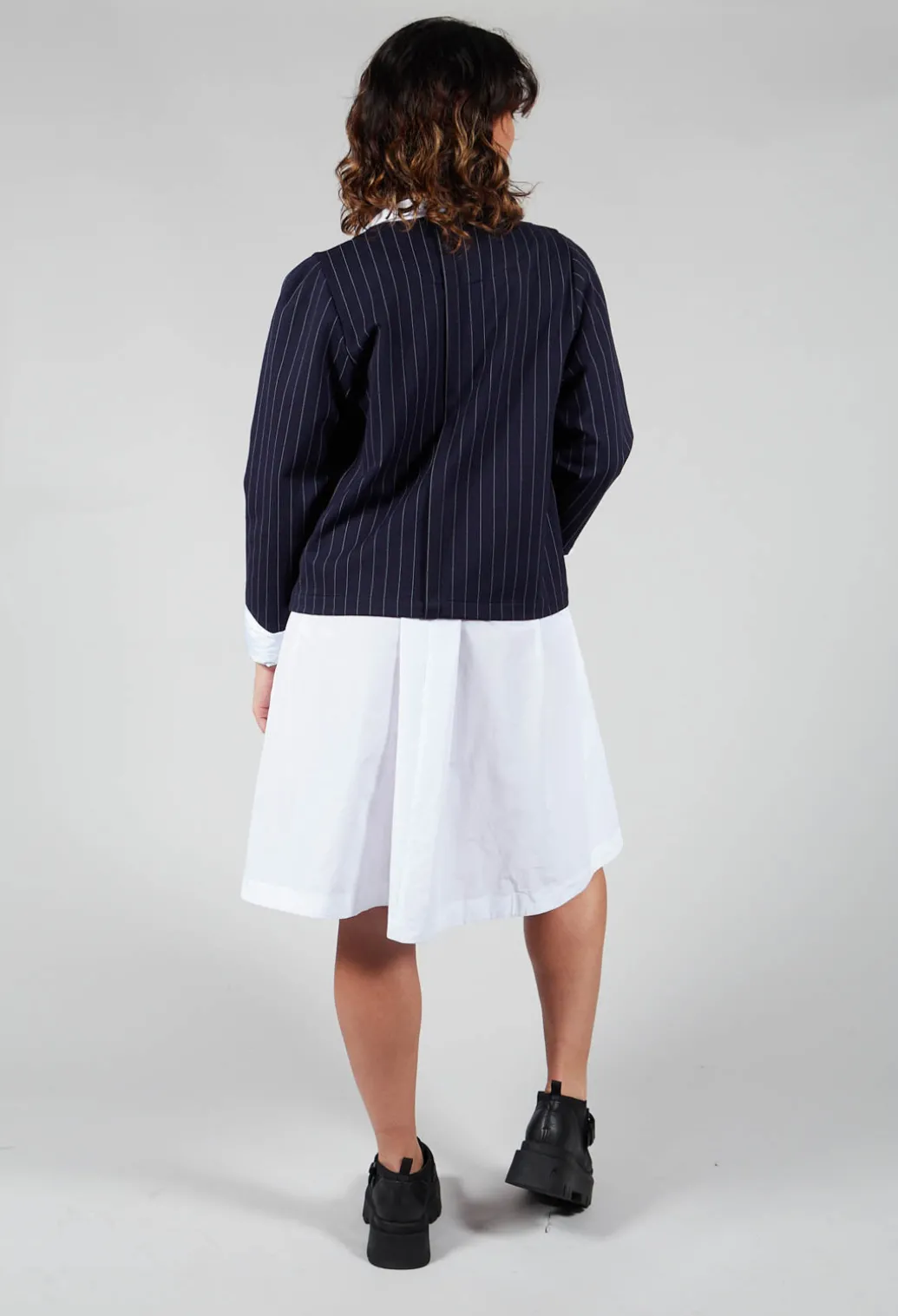 Box Shaped Top in Navy Pinstripe