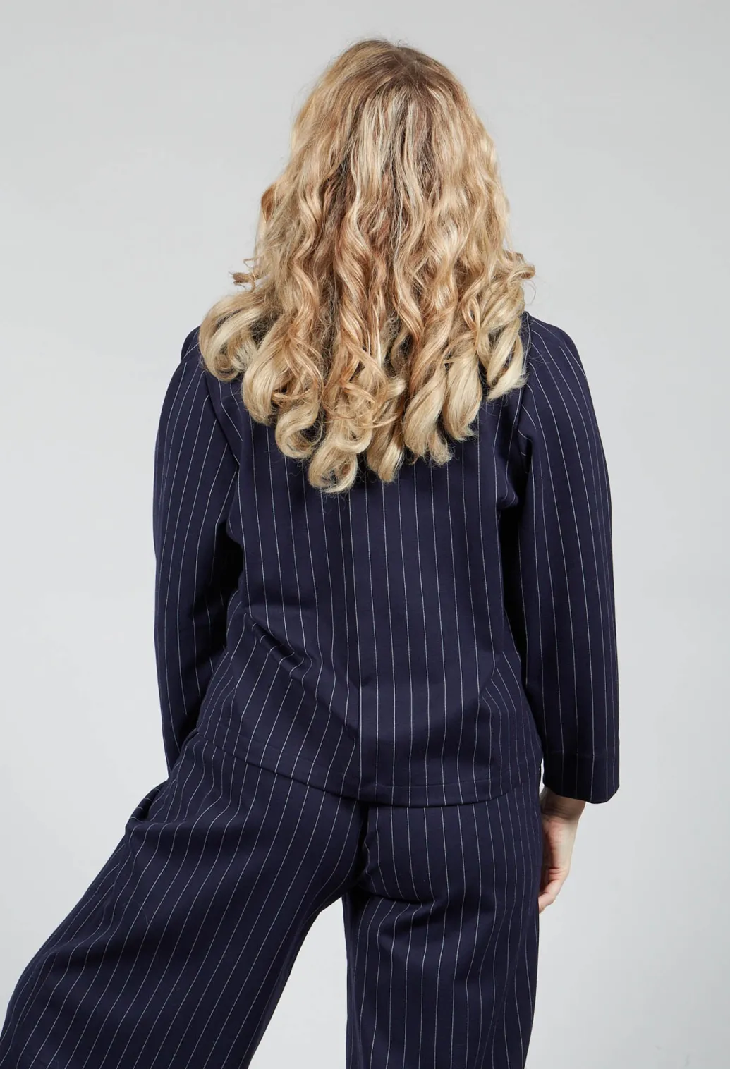 Box Shaped Top in Navy Pinstripe