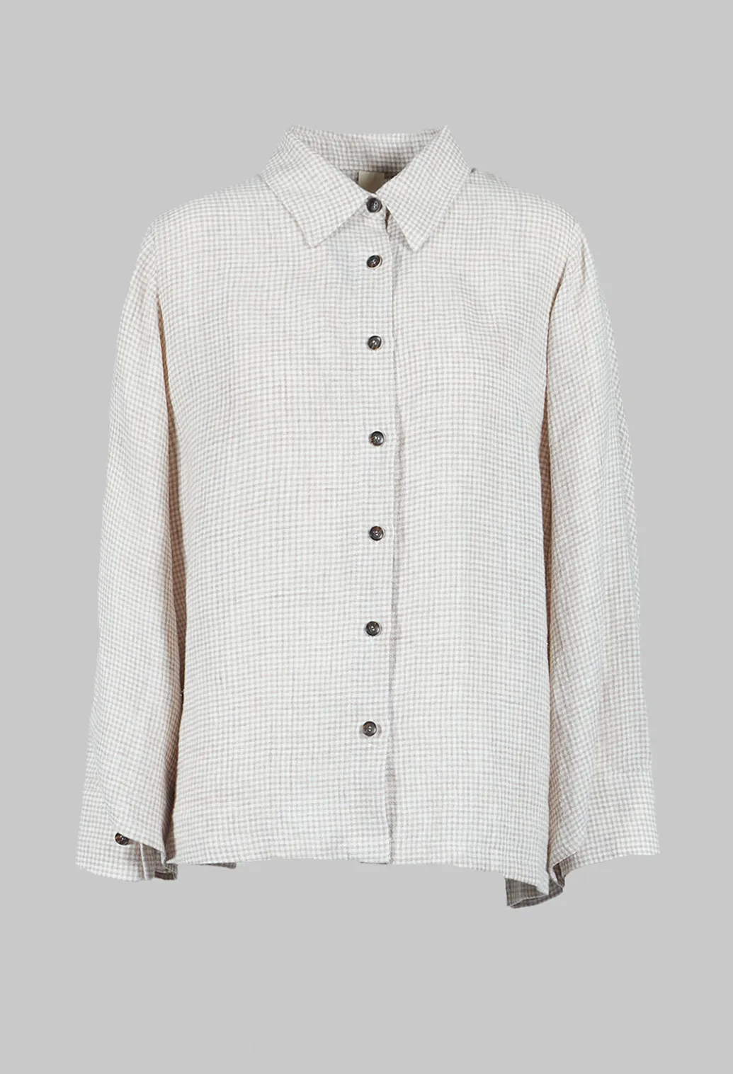 Button Through Shirt in Beige Check