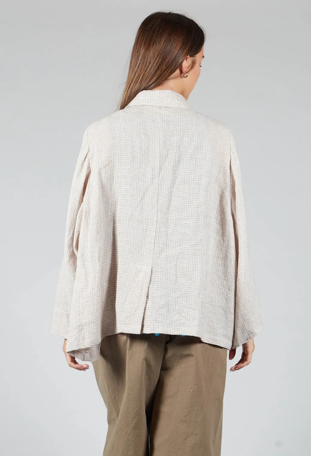 Button Through Shirt in Beige Check