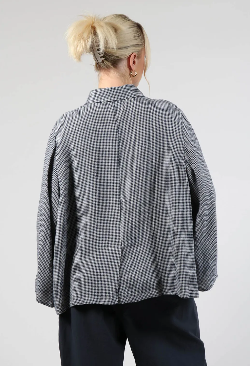 Button Through Shirt in Navy Check