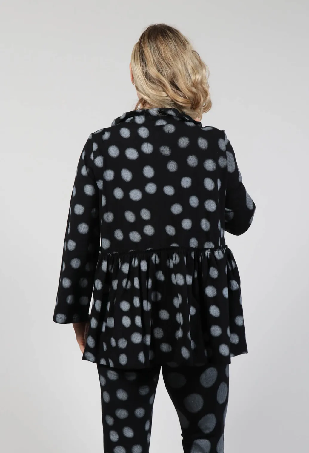 Button Up Blouse in Grey Pois
