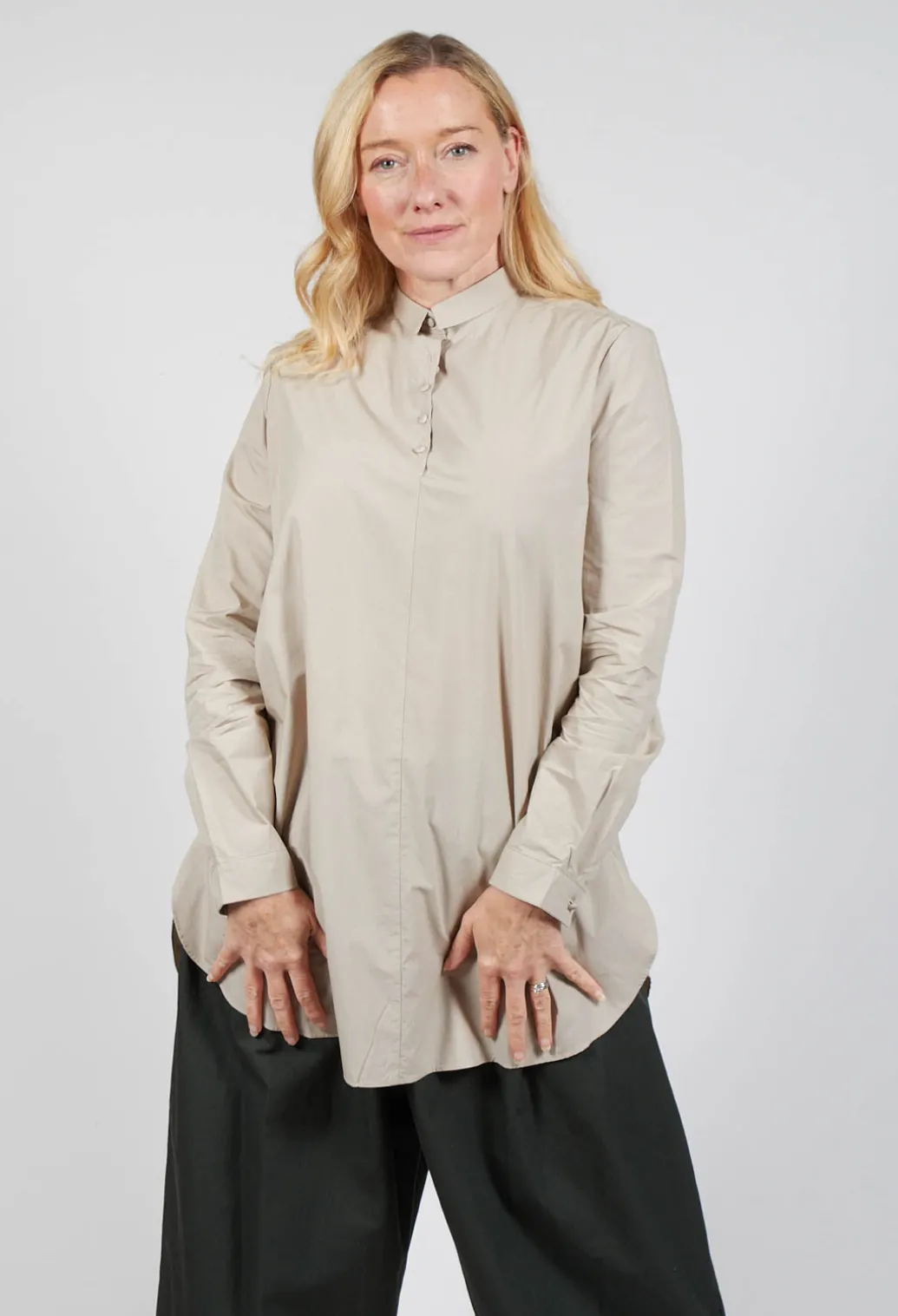 3/4 Button Up Shirt in Sand