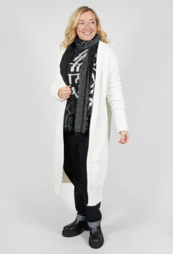 Cable Knit Long Cardigan in Off White