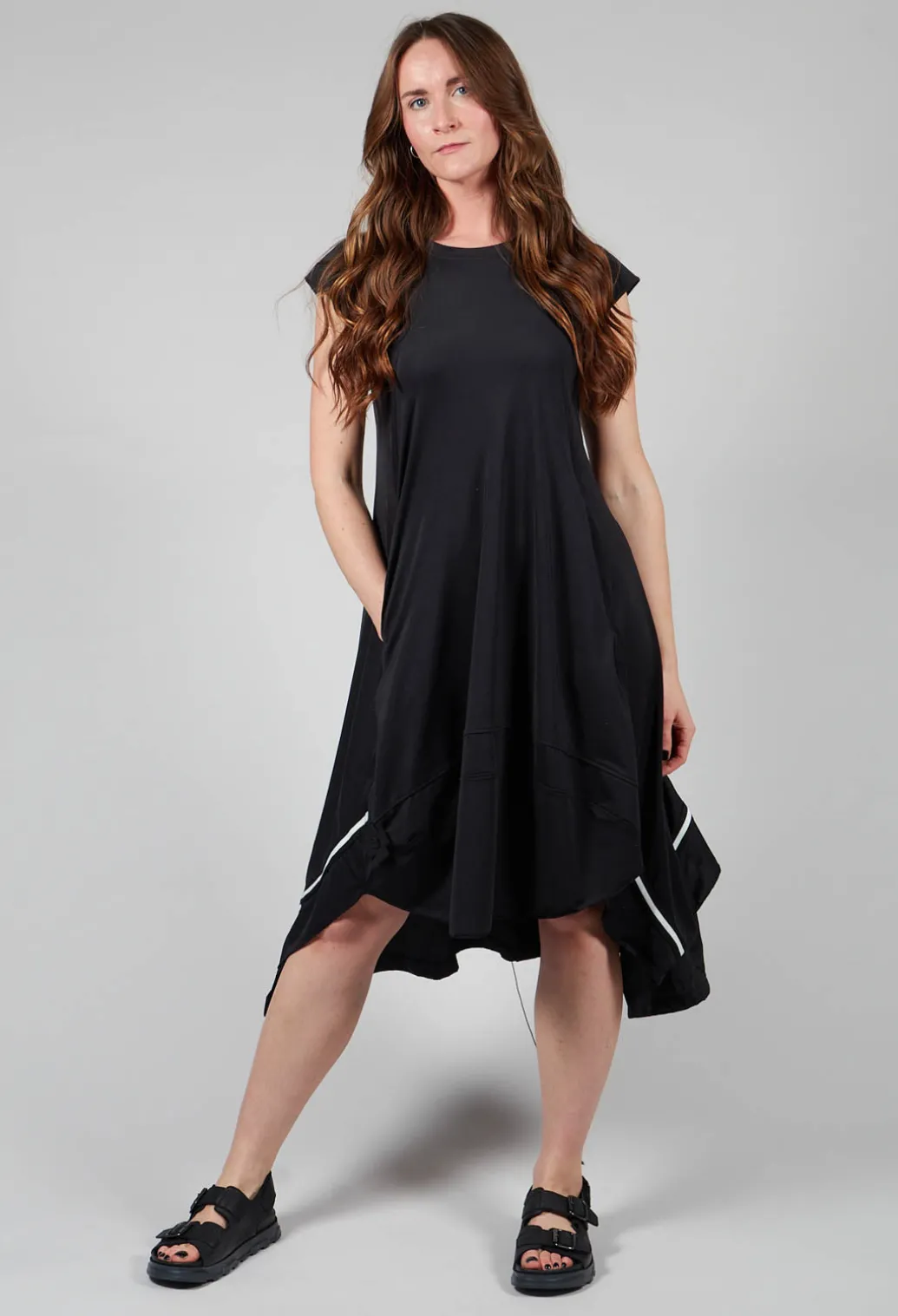 Capped Sleeve Dress in Black