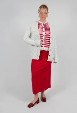 Cardigan with Degrade Stripes in Urban Red