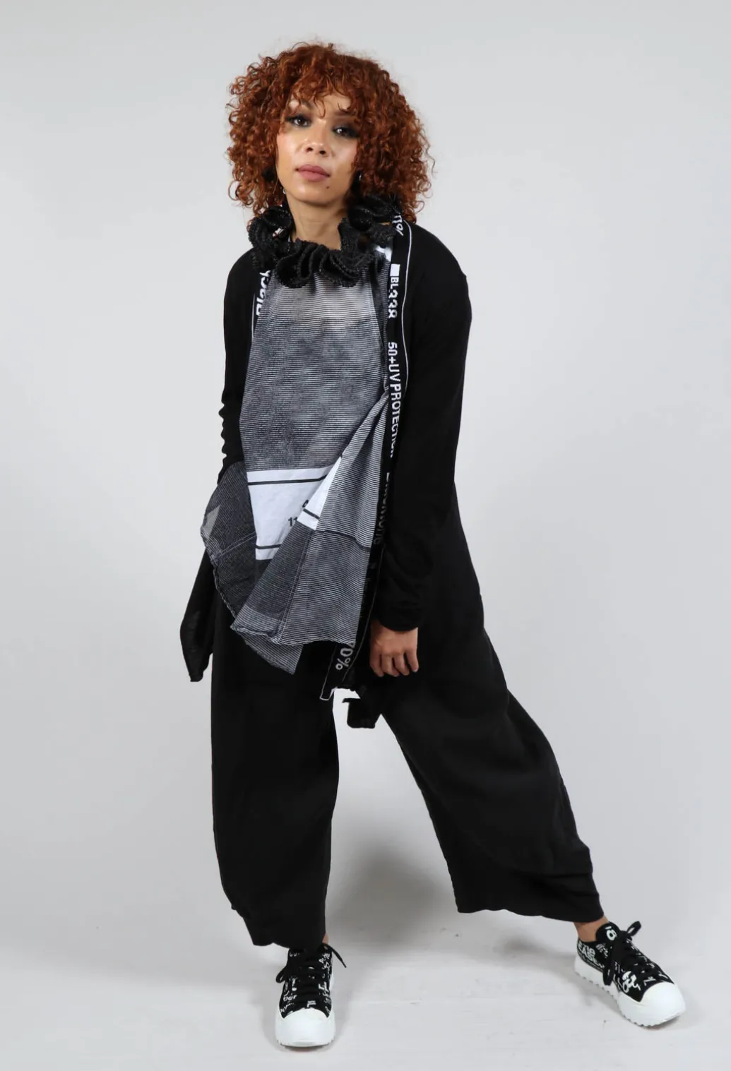 Cardigan with Lettering Detail in Black Jacquard