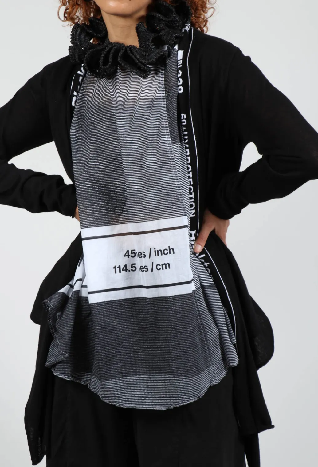 Cardigan with Lettering Detail in Black Jacquard