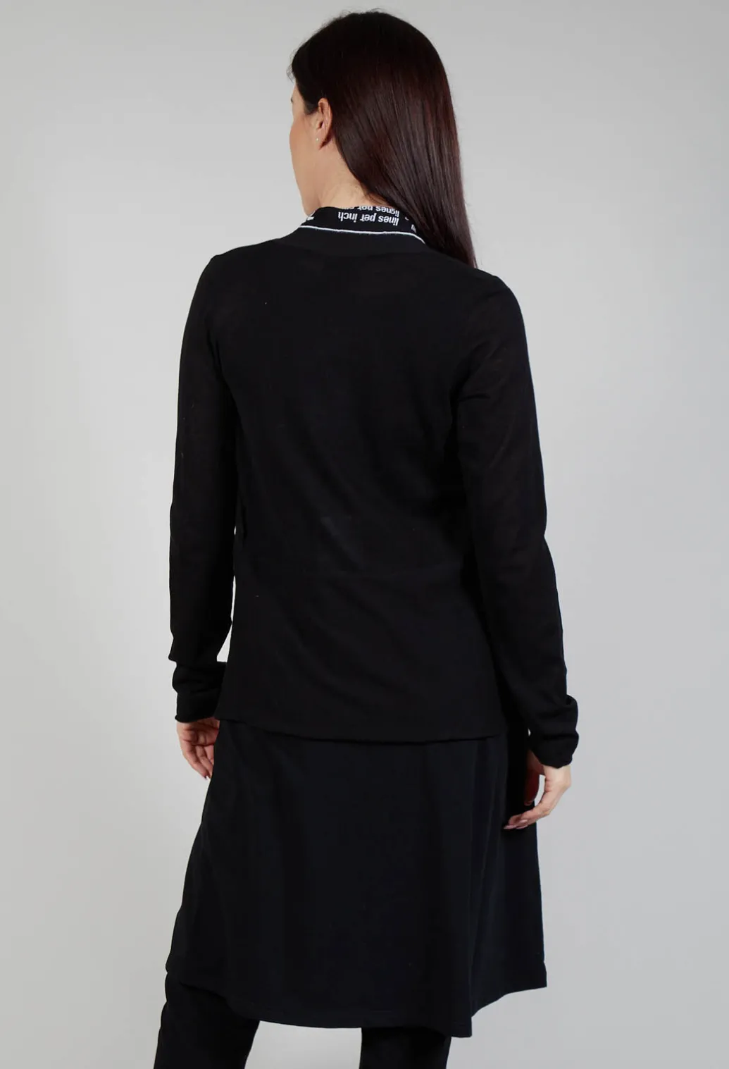 Cardigan with Lettering Detail in Black Jacquard