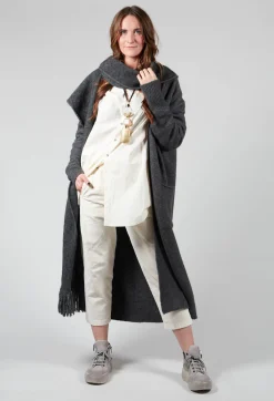 Cashmere Long Length Cardigan in Graphite