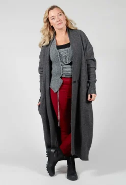 Cashmere Long Length Cardigan in Graphite