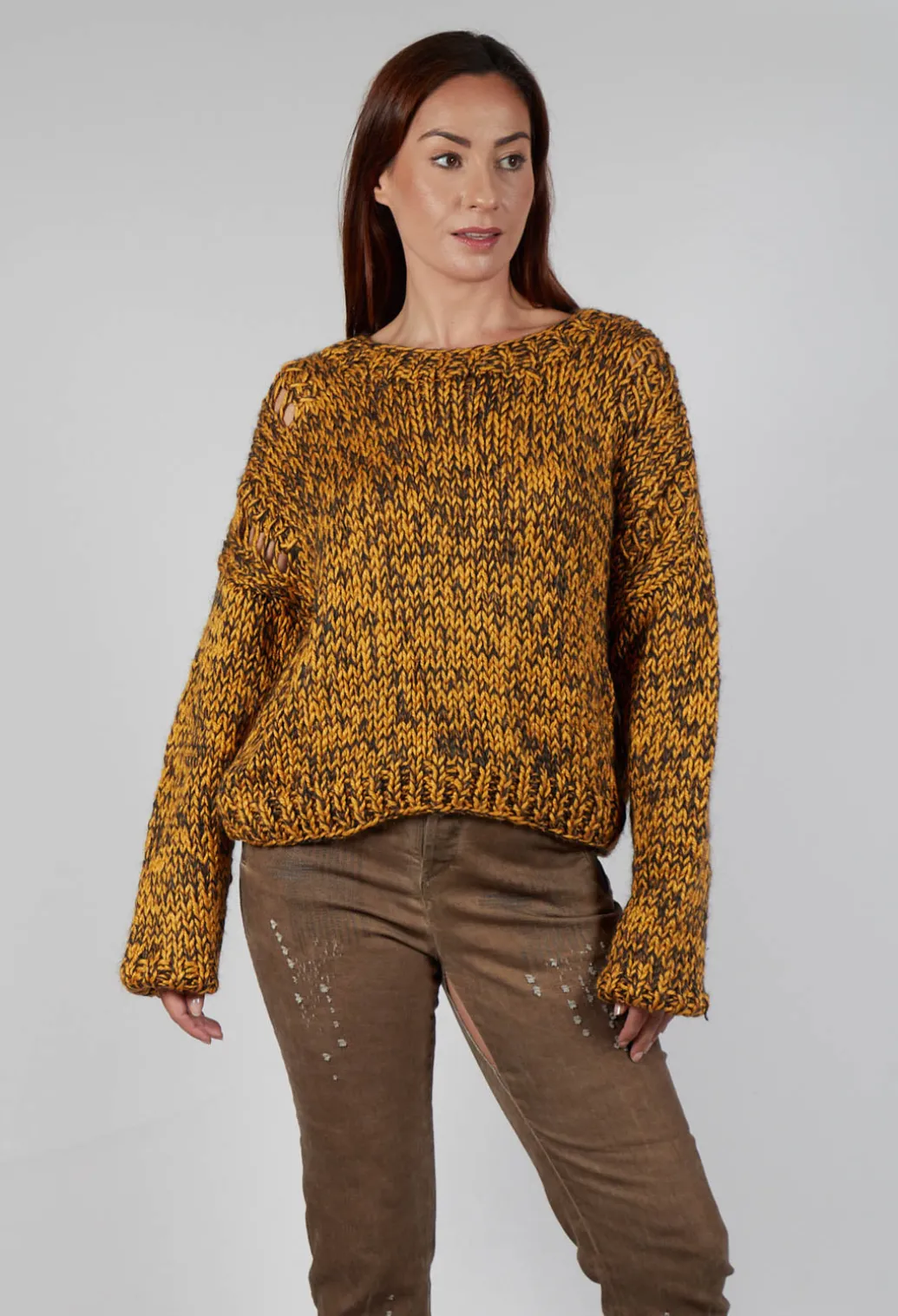 Chunky Knit Jumper in Orange Black