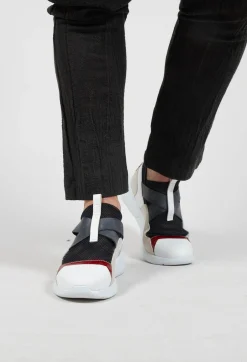 Chunky Mesh Trainers in Nero / Bianco / Argento