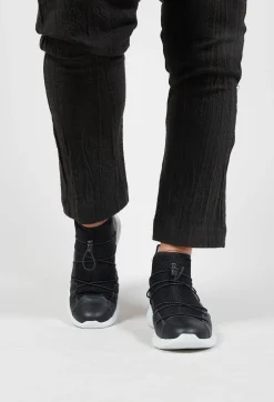 Chunky Mesh Trainers with Zip in Nero
