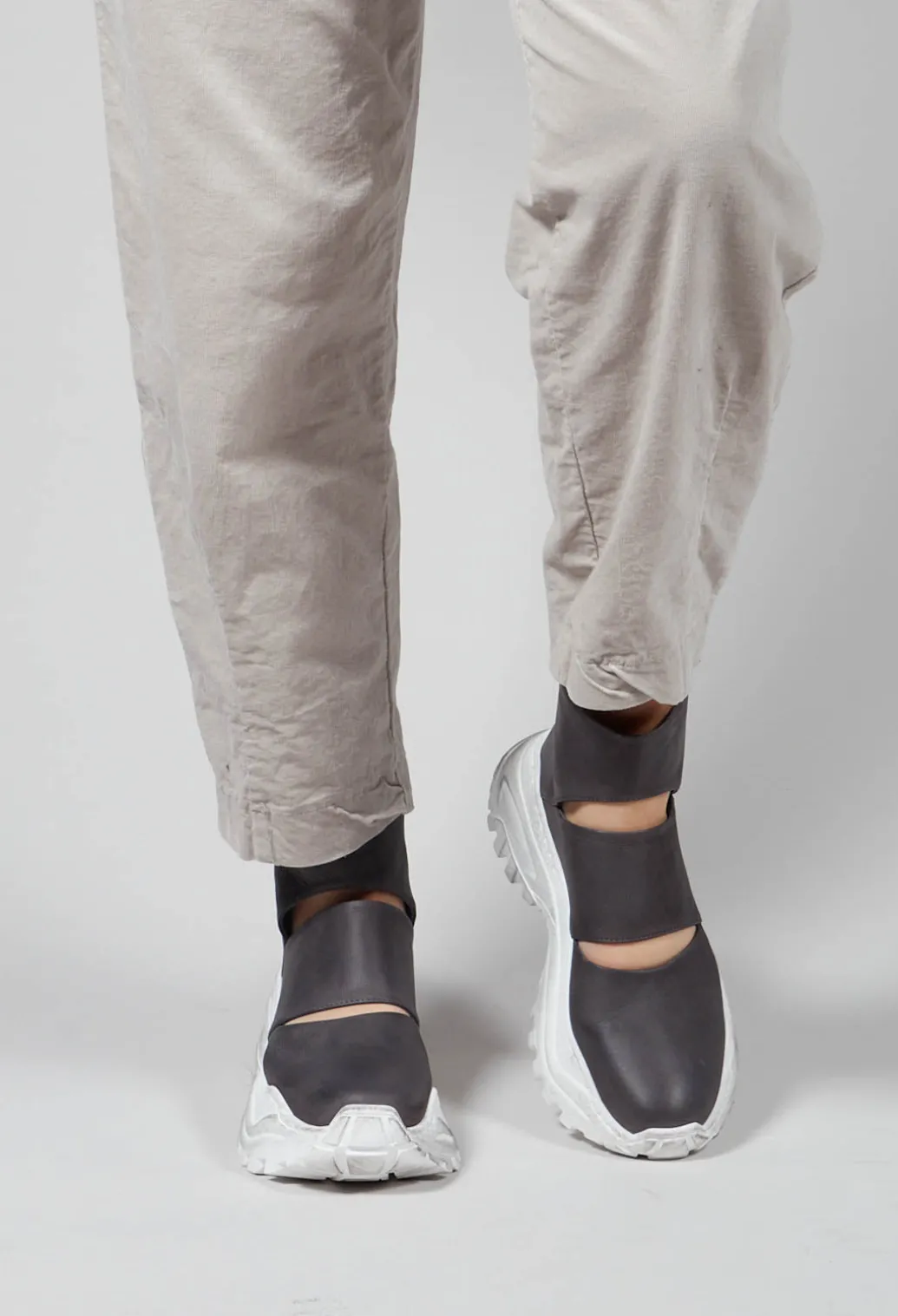 Chunky Sole Cut Out Boots in Gasoline Fumo