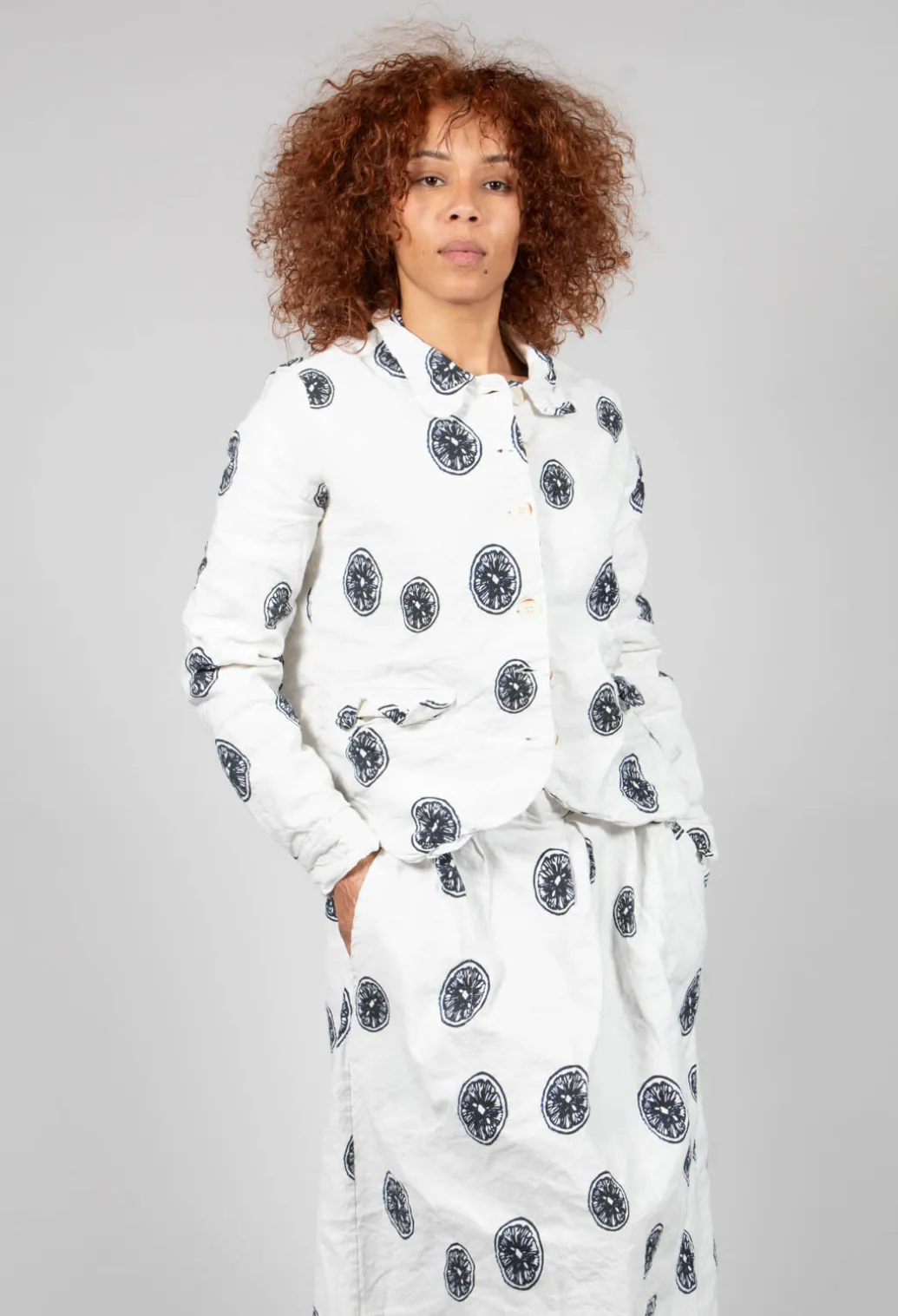 Citrus Print White Jacket