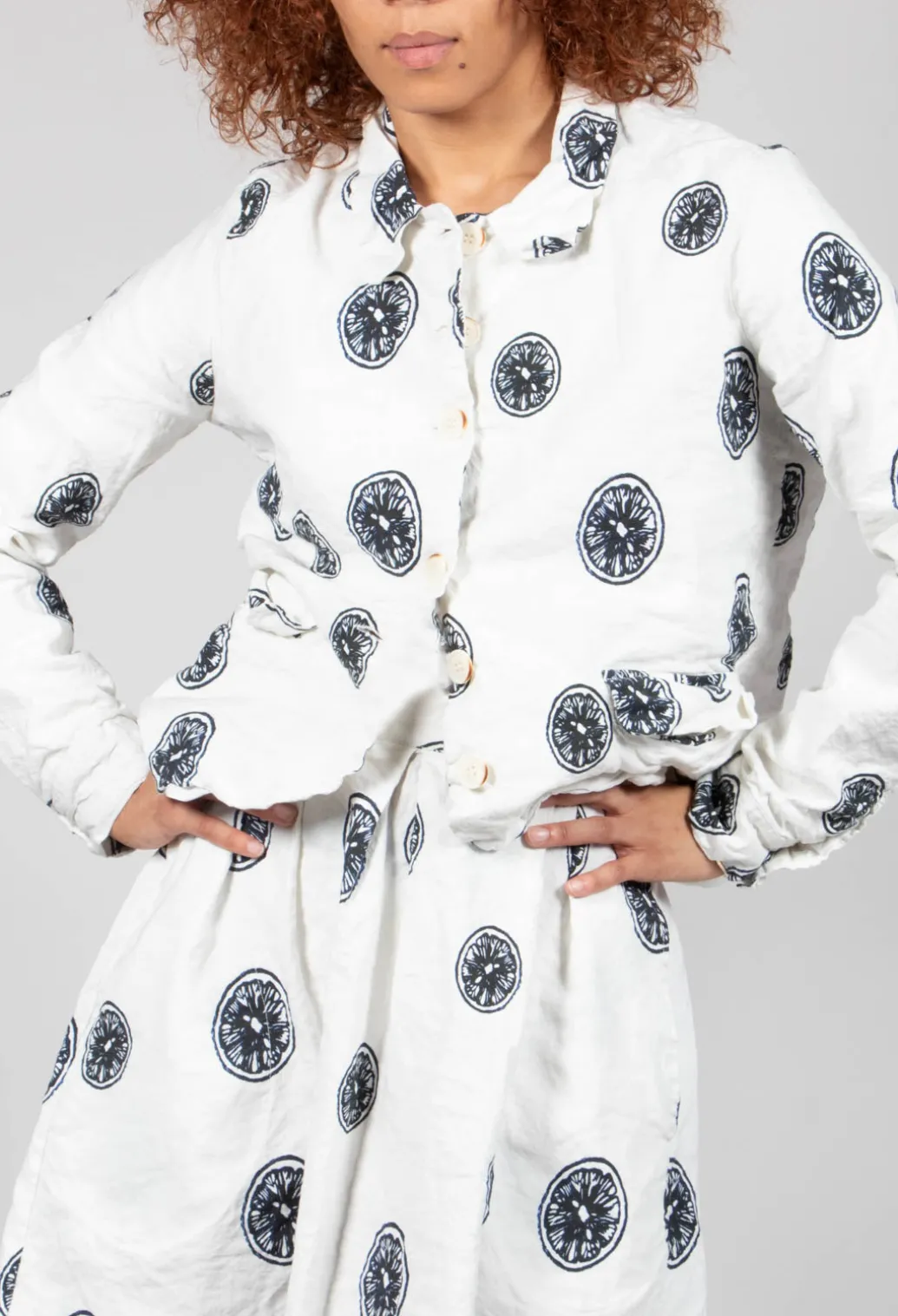 Citrus Print White Jacket
