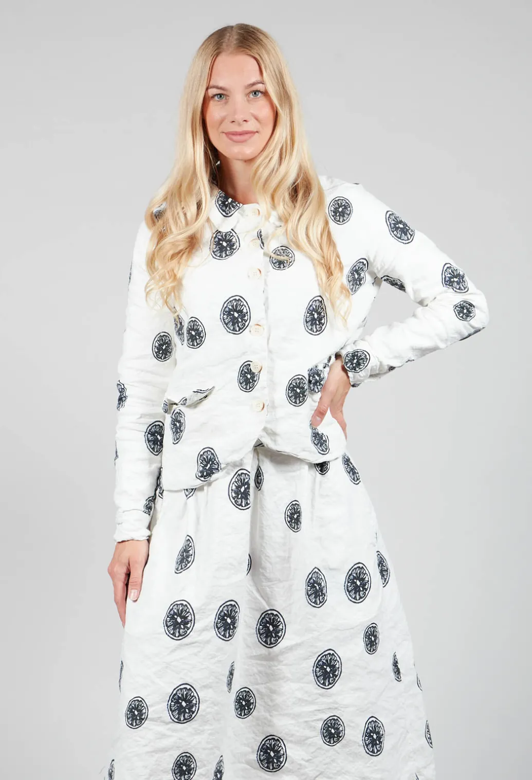 Citrus Print White Jacket