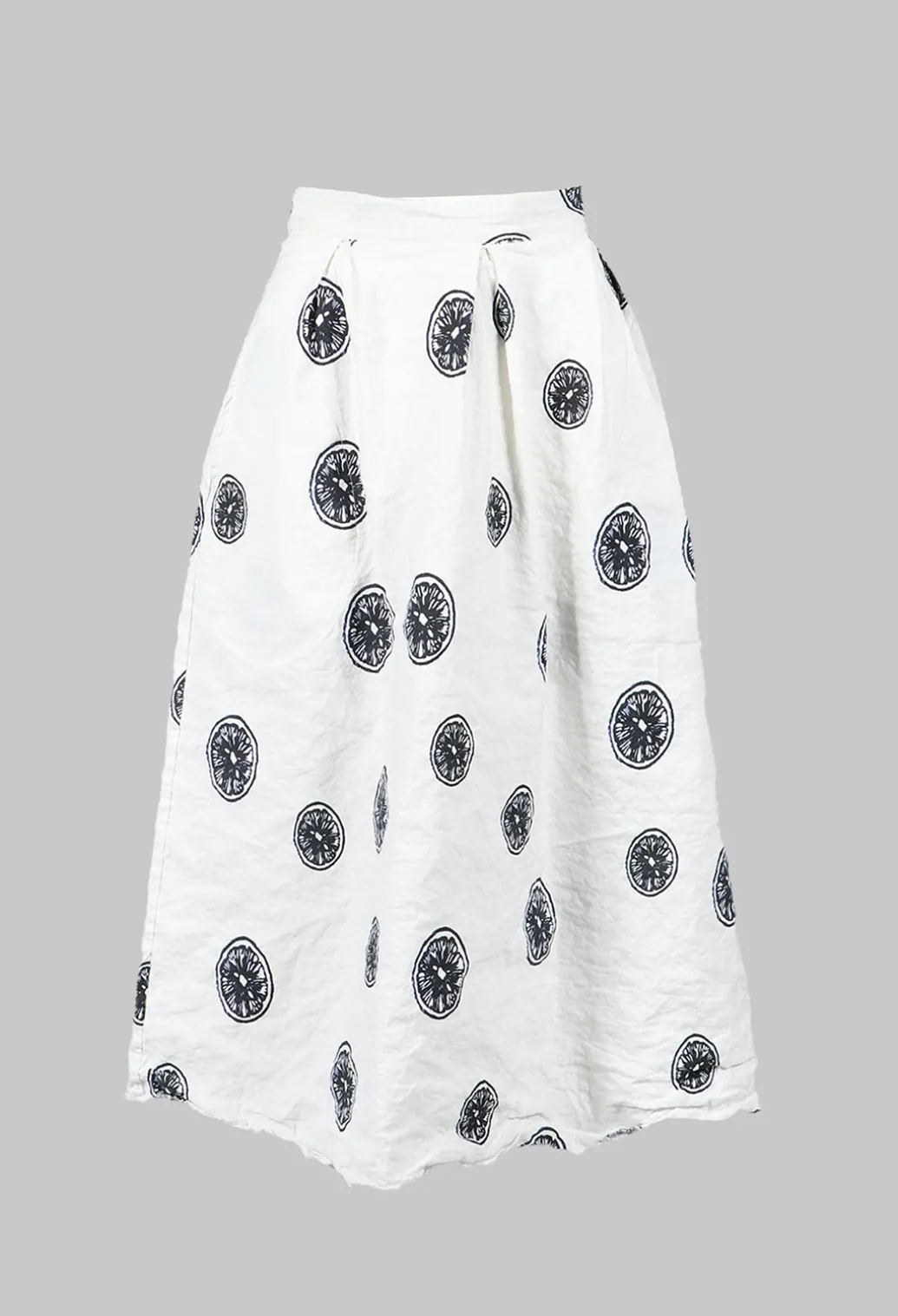 Citrus Print White Skirt