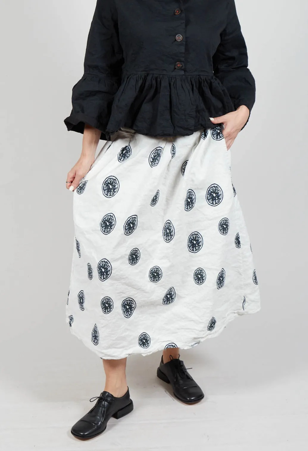 Citrus Print White Skirt