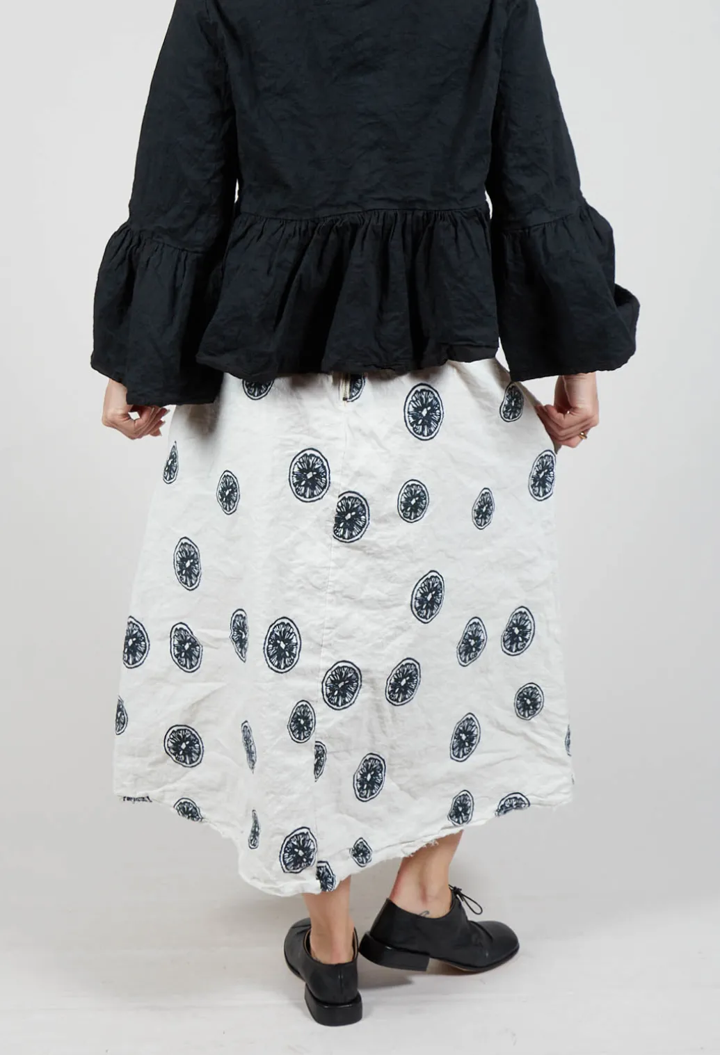 Citrus Print White Skirt