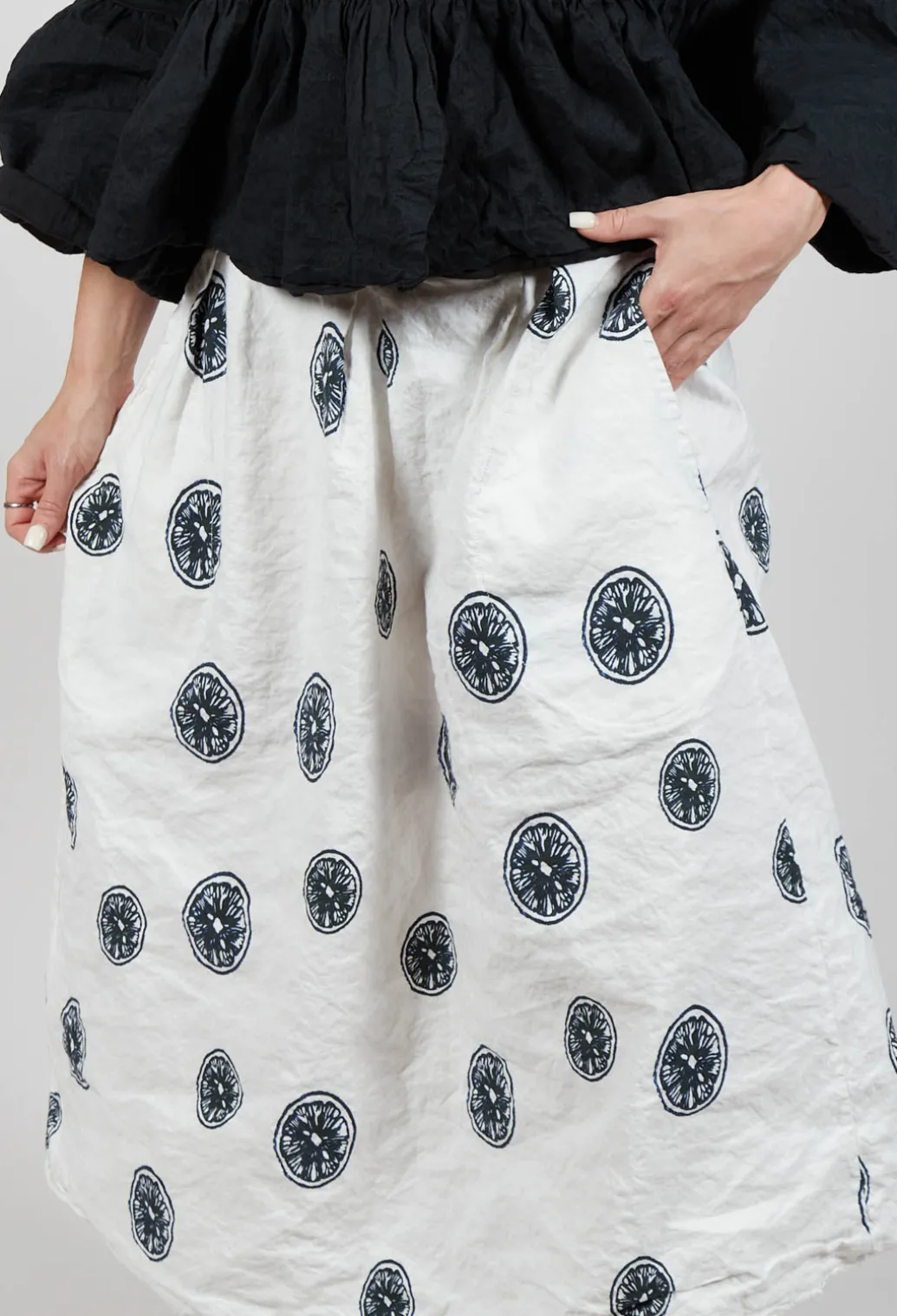 Citrus Print White Skirt