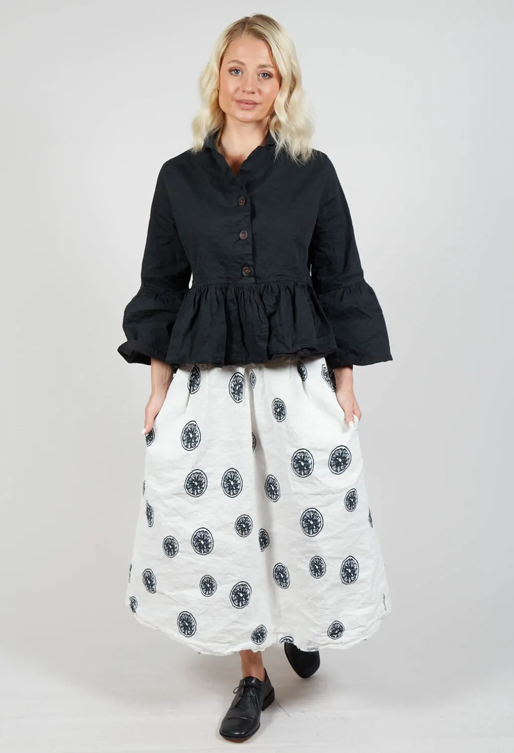 Citrus Print White Skirt