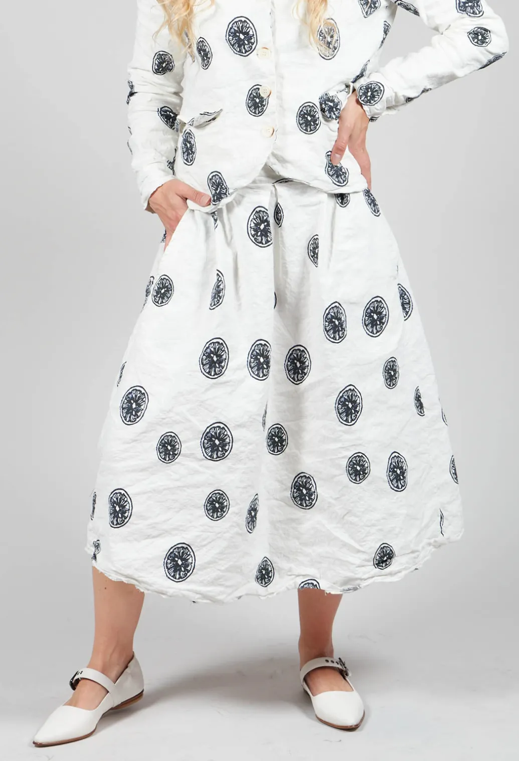 Citrus Print White Skirt