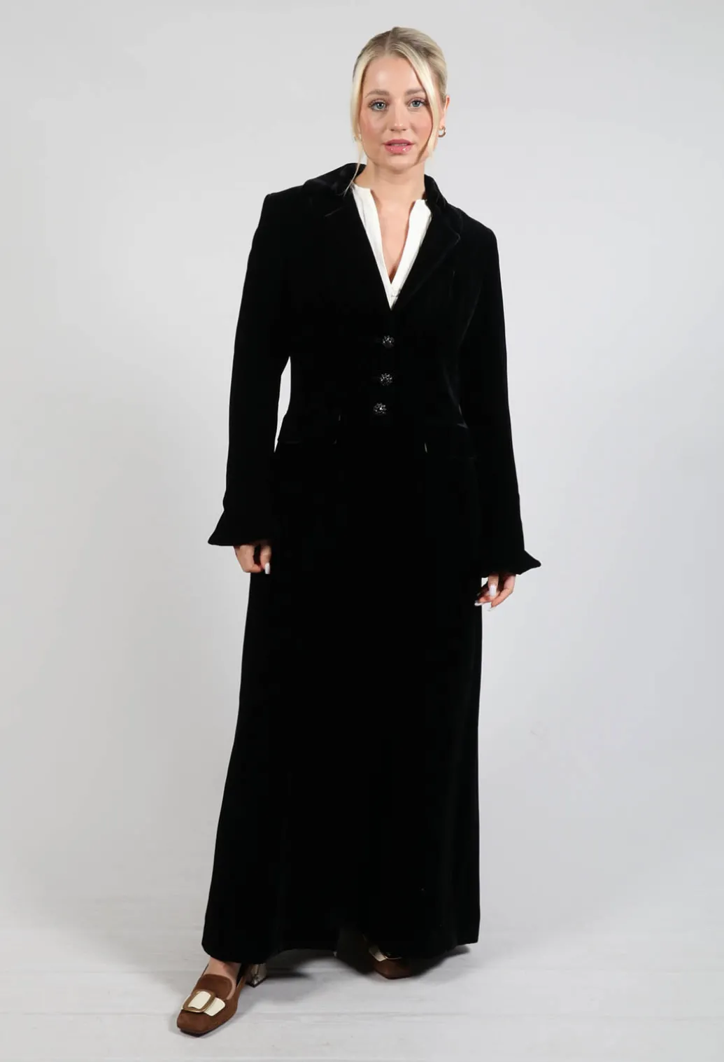 Classic Lux Velvet Coat in Black