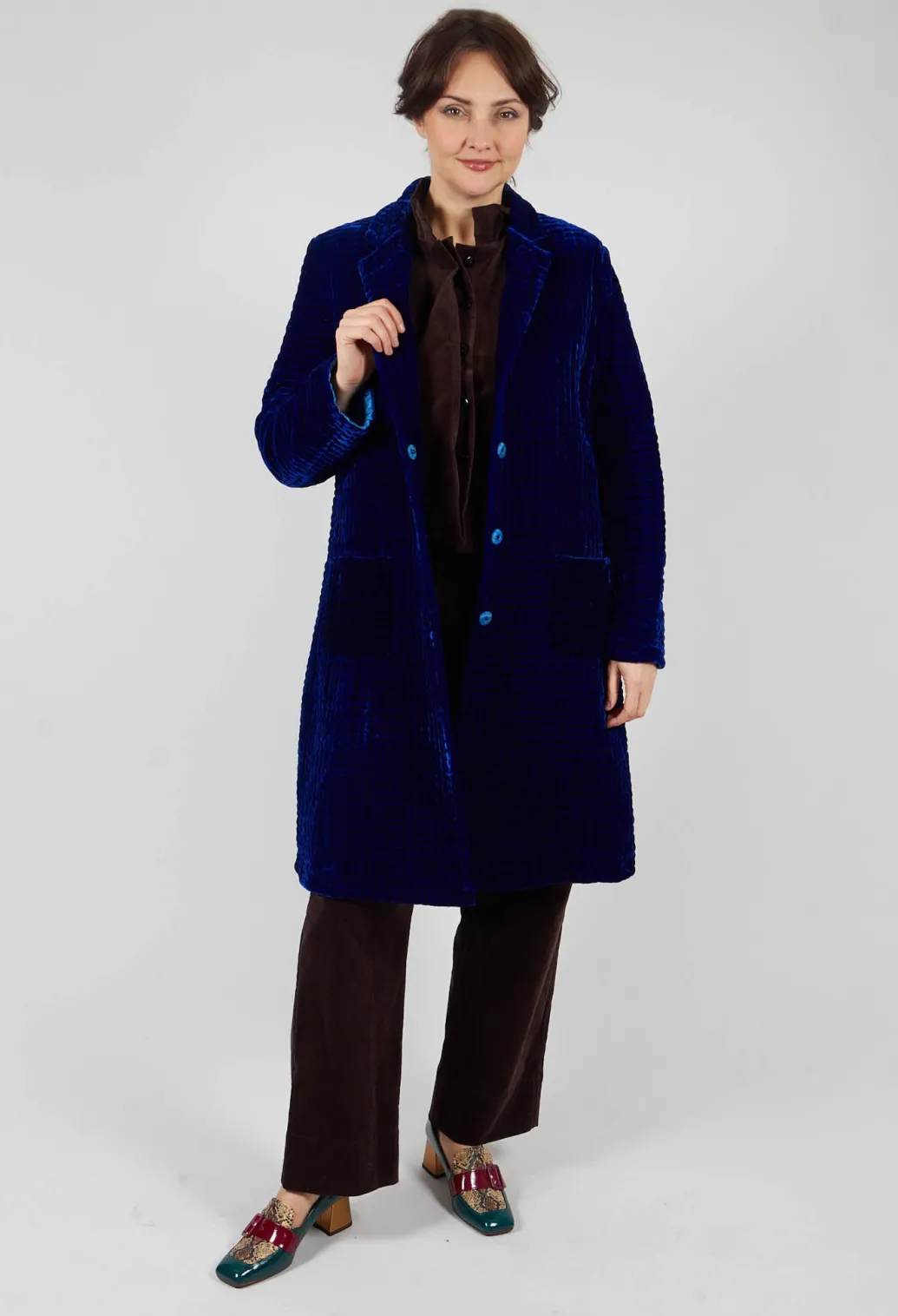 Colette Pomegranate Jacket in Velvet Plain Cobalt