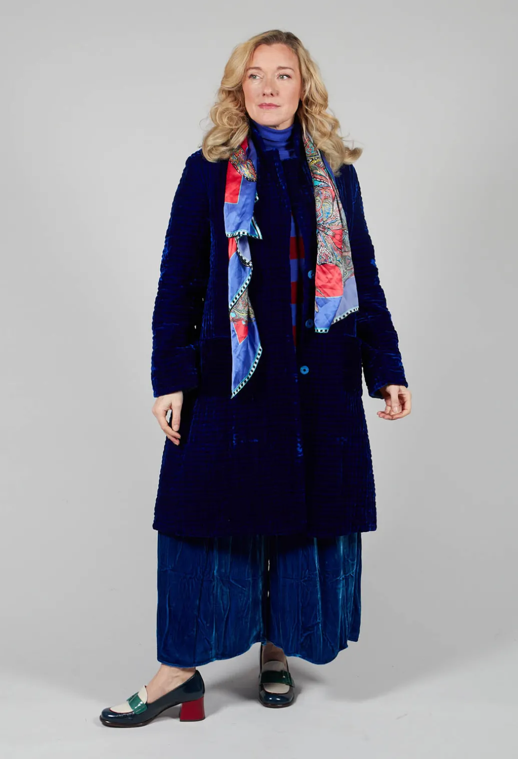 Colette Pomegranate Jacket in Velvet Plain Cobalt