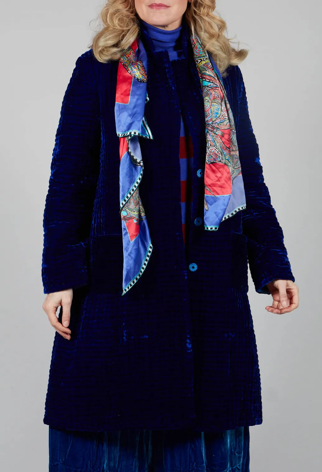 Colette Pomegranate Jacket in Velvet Plain Cobalt