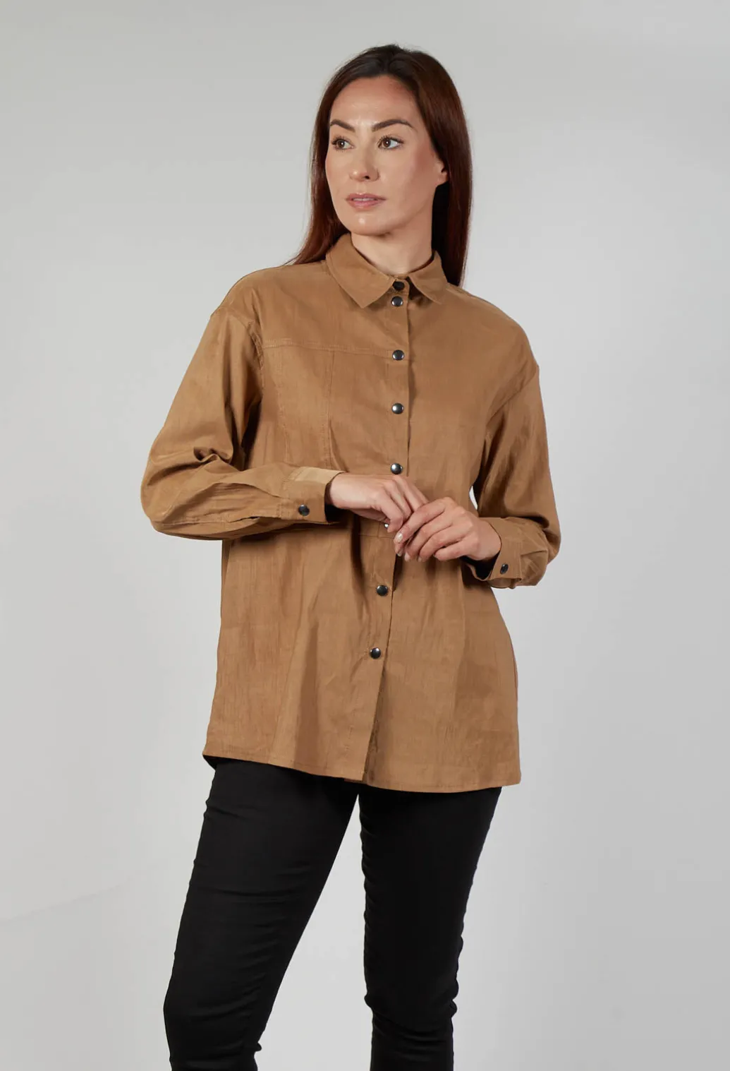 Collared Utility Shirt in Beige