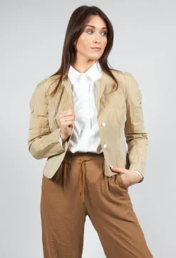 Collarless Jacket in Miele