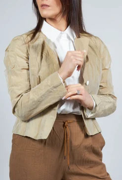 Collarless Jacket in Miele