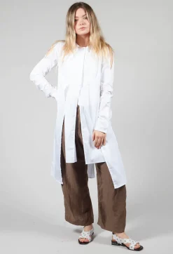 Collarless Shirt Chianti in Bianco